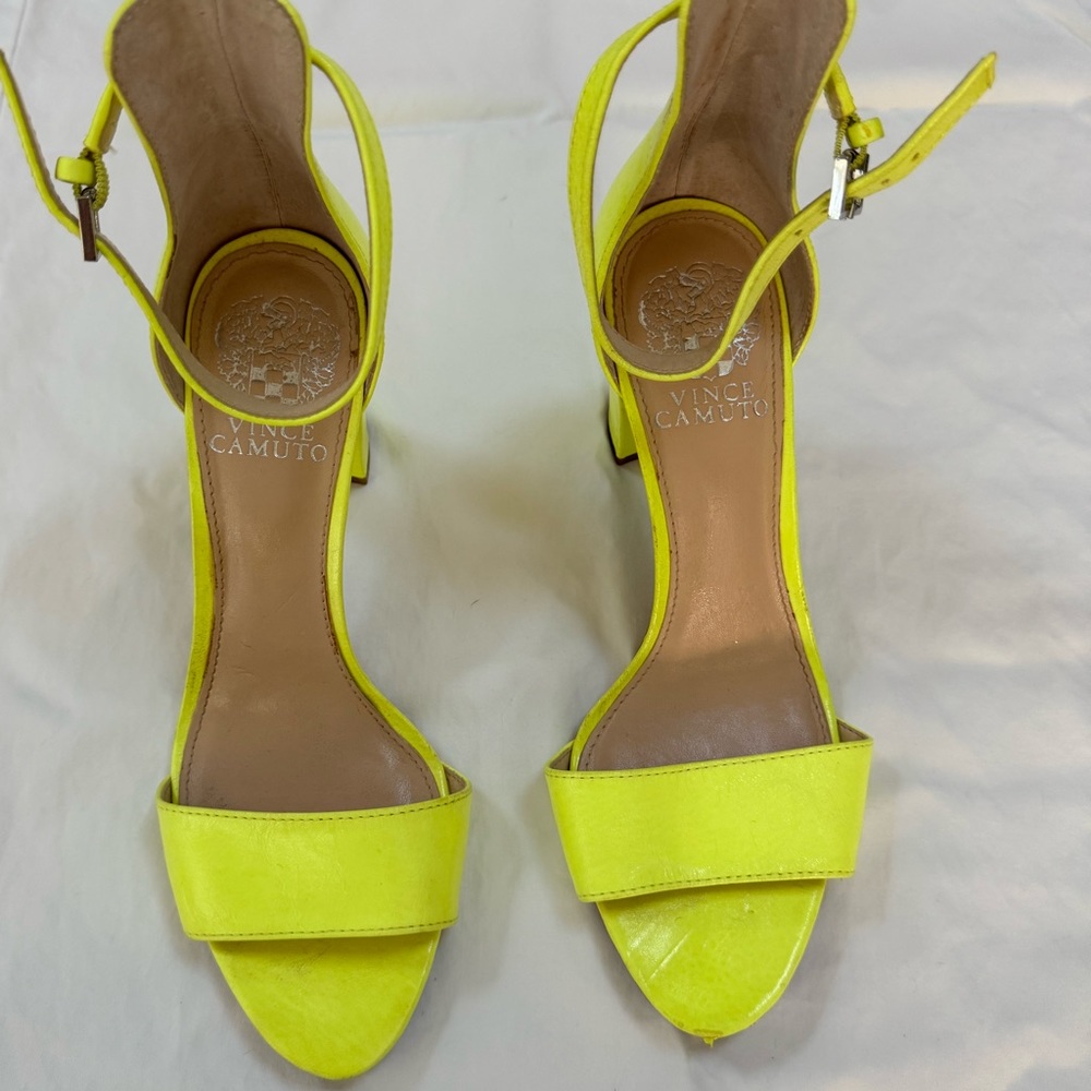 Vince Camuto neon yellow heeled sandal